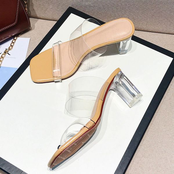 

clear heels slippers women sandals summer shoes woman transparent slippers high heels pumps wedding sandal zapatos de mujer, Black