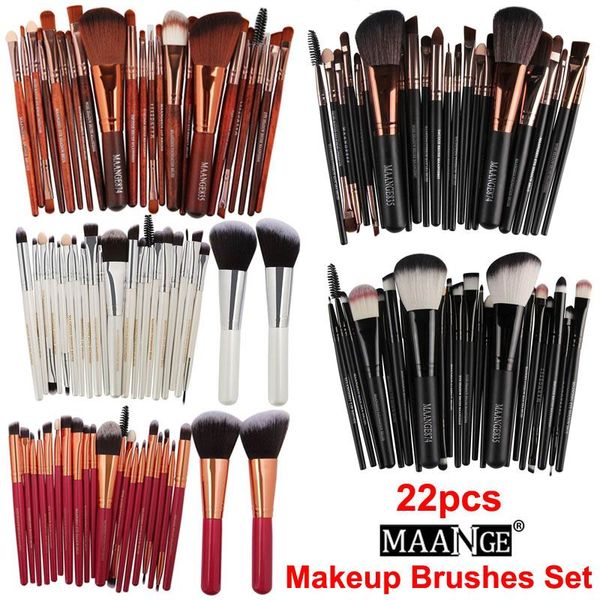 MAANGE Marca Professional 22 pcs Cosméticos Pincéis de Maquiagem Set Blush Sombra Em Pó Escovas Foundation Sobrancelha Lip Make up Kit escova DHL