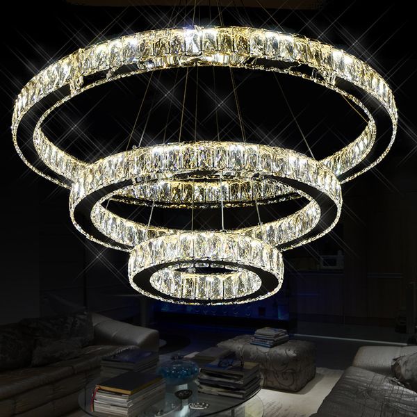 Pendelleuchten Edelstahl LED Ring Kronleuchter Hotel Home kreatives Restaurant kreisförmige Glanzlampe
