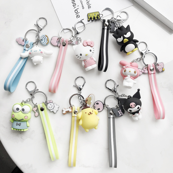 

cute cartoon kitten cartoon doll key chain couple female bag key ring hanging creative gift, Silver