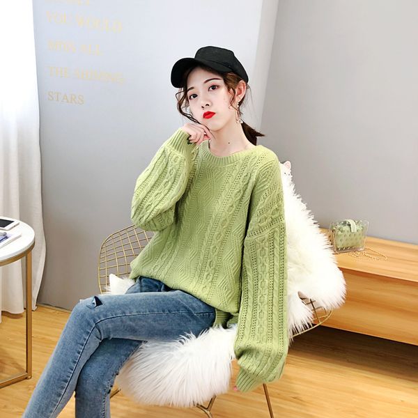 

knitting unlined upper garment woman pullover hollow out school wind easy 2019 autumn clothing long sleeve small fresh sweater, Black