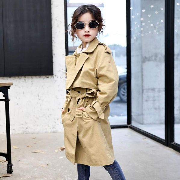 

girls waist trench coat 2019 new spring and autumn children's khaki color windbreaker double-breasted size110-160 wy291, Camo