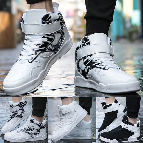 

men fashion casual shoes outdoor comfortable white sneakers 2018 new autumn winter popular hight-walking shoes high quality, Black