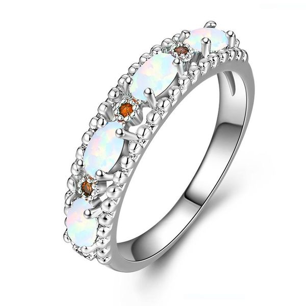 

haimis white blue red green fire opal silver plated rings for men and women, Golden;silver