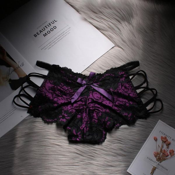 

women's panties ladies low waist boxer pants lace briefs hollowed out buttocks t temptation, Black;pink