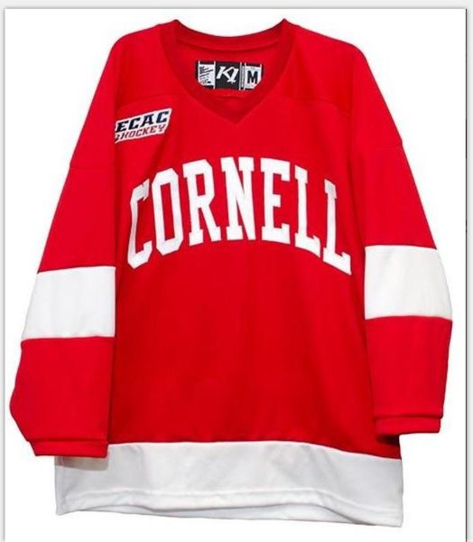 

real men real full embroidery cornell big red hockey jersey 100% embroidery jersey or custom any name or number jersey, Black