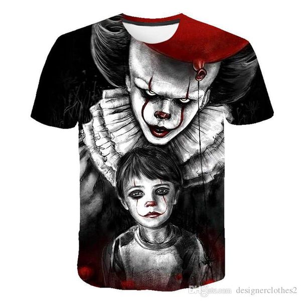 

клоун назад mens summer 3d цифровой печати tshirts американский фильм сыпучие мода одежда crew neck с коротким рукавом одежда, White;black