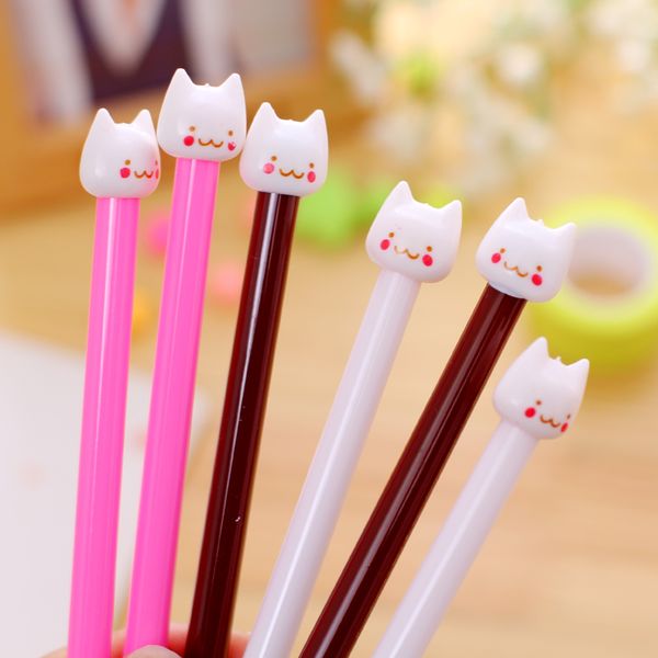 

10 pcs/lot cute cat gel pen cute pens plastic material pen children kawaii stationery school office supplies kids gift