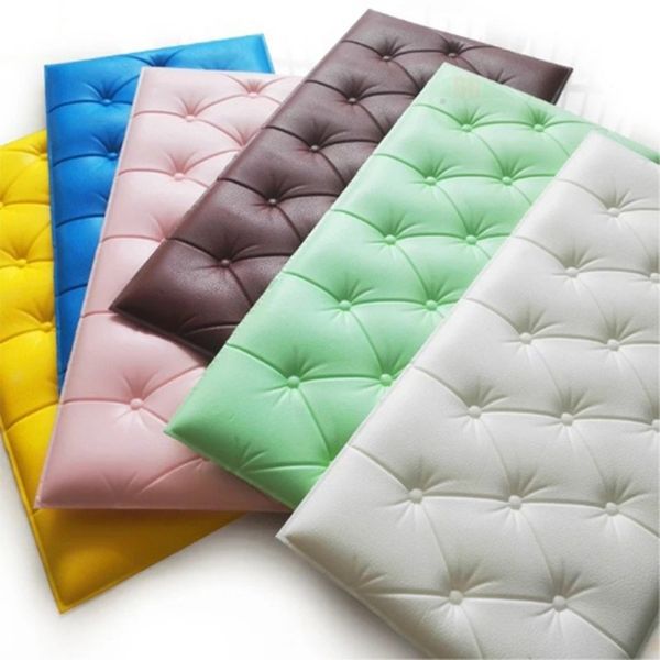 

3d faux leather foam wall sticker waterproof self adhesive wallpaper for living room bedroom kids room nursery home decor
