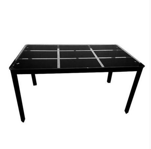 

wholesales rectangle tempered glass dining table with nine block box pattern black