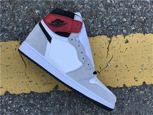

2020 release 1 og high light smoke grey men basketball shoes retro white black varsity red 555088-126 authentic shoes sneakers with box