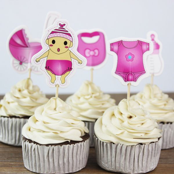 2019 Babyshower Cupcake Toppers Gender Reveal Party Supplies