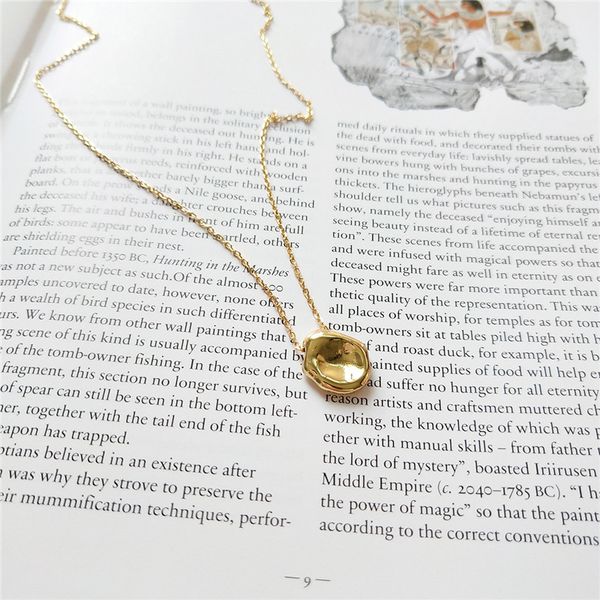 

inzatt real 925 sterling silver minimalist irregular geometric punk pendant necklace for fashion women gold color jewelry gift