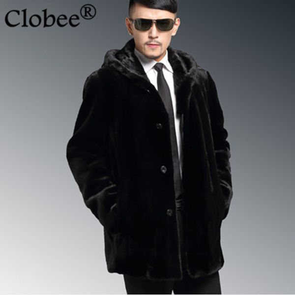 

chaqueta mujer new hooded casual business formal men's mink overcoat long luxury plus size 4xl faux fur coat outwear v544, Black