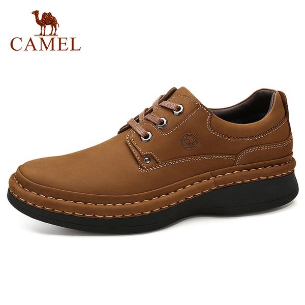 

camel england genuine leather lace-up men casual shoes hand-stitched thick-soled men's shoes footwear man t200323, Black