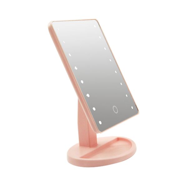 16 Led Rotating Freestanding Touch Screen Cosmetic Adjustable Brightness Home Storage Makeup Mirror Square Bedroom Vanity Salon Mirrors Small