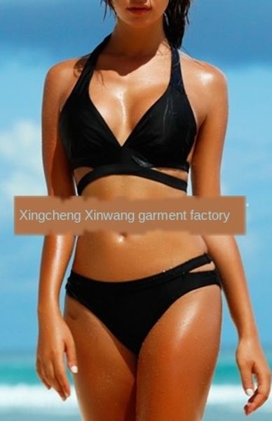 

bikini cross strap double buckle split lady nv yong yi nv yong yi bikini women's swimsuit female swimsuit, White;black