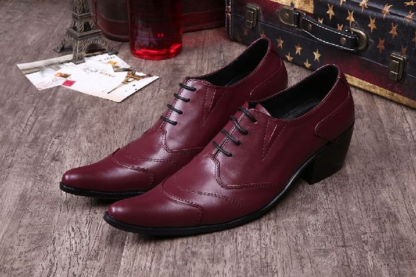 

dress shoes men wedding glossy genuine leather high heels fashion pointed toe heighten oxford party prom formal, Black