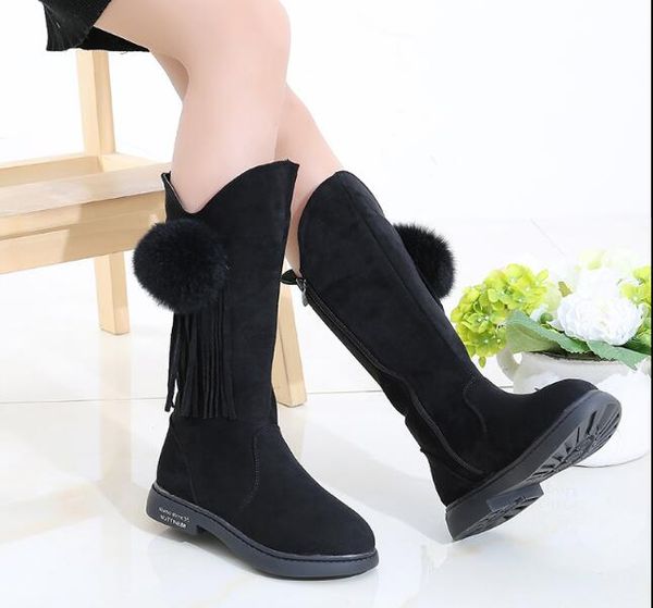 

classic fashion children princess boots kids for baby new girls high boots autumn and winter korean fashion warm soft, Black;grey