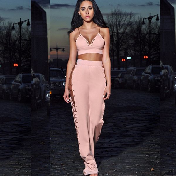 

women's jumpsuits & rompers 2021 spring celebrity kardashian party wear hollow out two piece tank pant night club sequined backless, Black;white