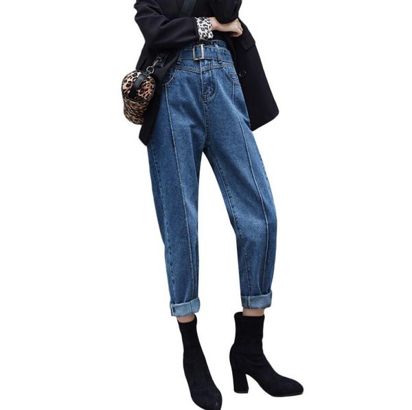 

high waist jeans women streetwear denim pants jeans femme harem pants loose woman r2231, Blue