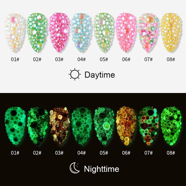 

1 упак. флуоресцентные стразы для ногтей декор супер блеск плоские стразы светящийся гвоздь gem nail supplies для профессионалов, Silver;gold