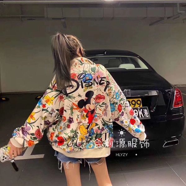 

the coat female korean version loose student spring and autumn whole body printing baseball suit big size leisure trend ins spring, White