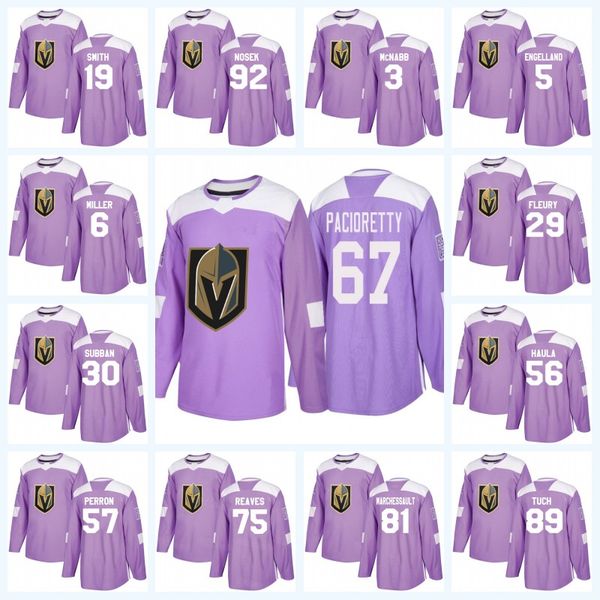 

67 Max Pacioretty Vegas Golden Knights Purple Fight Cancer 71 William Karlsson 19 Reilly Smith 29 Fleury 57 David Perron Jersey