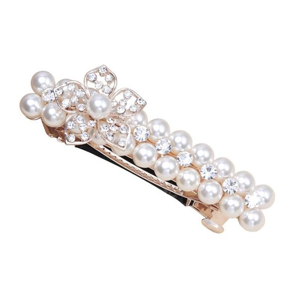

pearl hair clips short barrettes bobby pin bauhinia hair pins for ladies and girls (white, Golden;silver