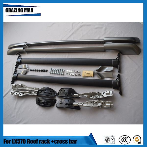 

2pcs car aluminium alloy roof rack rail cross bar side bars fit for lx570 2015 2016 2017 2018 luggage carrier