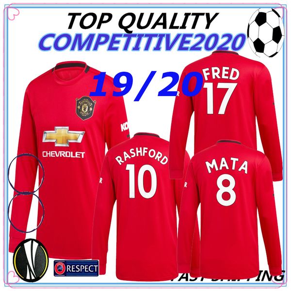

19 20 pogba lingard manche ter long leeve occer united jer ey utd 2019 2020 martial ra hford football kit martial jer ey fred hirt