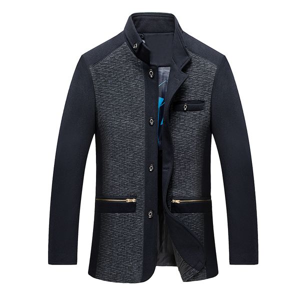 

xiu luo 2019 brand fit outwear windbreaker cashmere coat for men men's casual long wool jacket male single breasted woolen coats, Black
