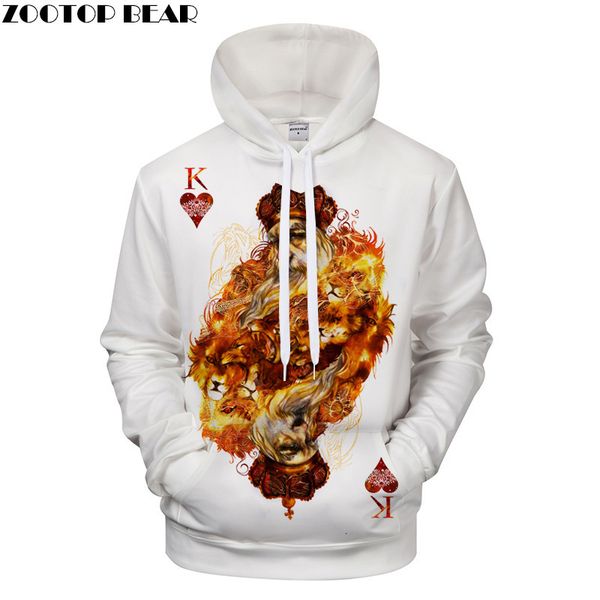 

покер лев шаблон даже балахон 3d печать легко принести любителей шляпы вэй мужская одежда, Black