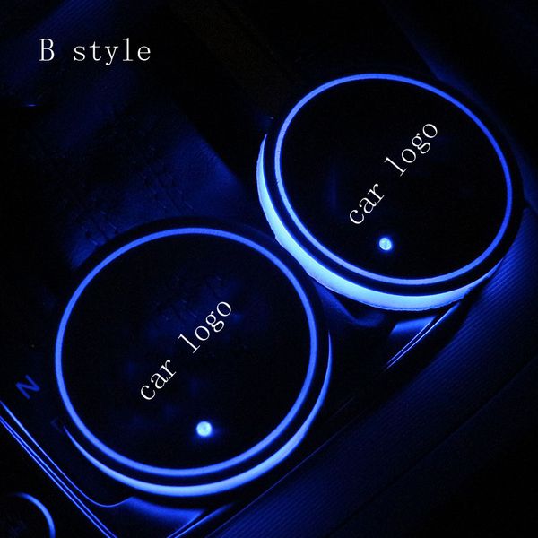 

2pcs colorful car cup holder bottom pad car auto anti-slip mat waterproof usb charge led atmosphere light lamp