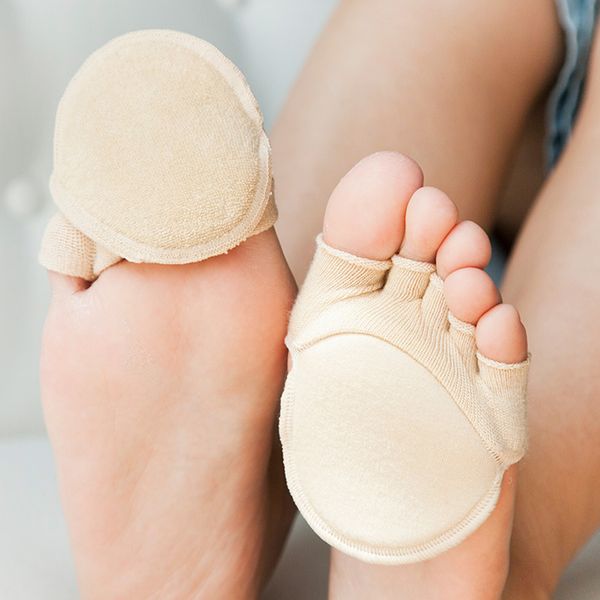 

women invisible non slip toe socks half grip heel open toe five finger socks, Black;white