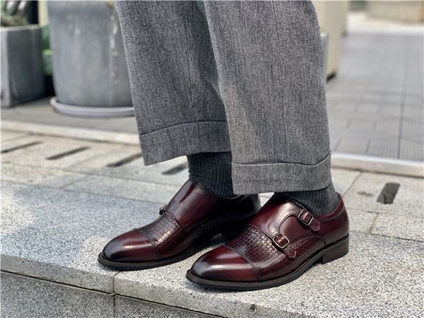 

shooegle handmade leather vintage style men casual shoes double monk strap buckle loafers wedding party dress shoes, Black