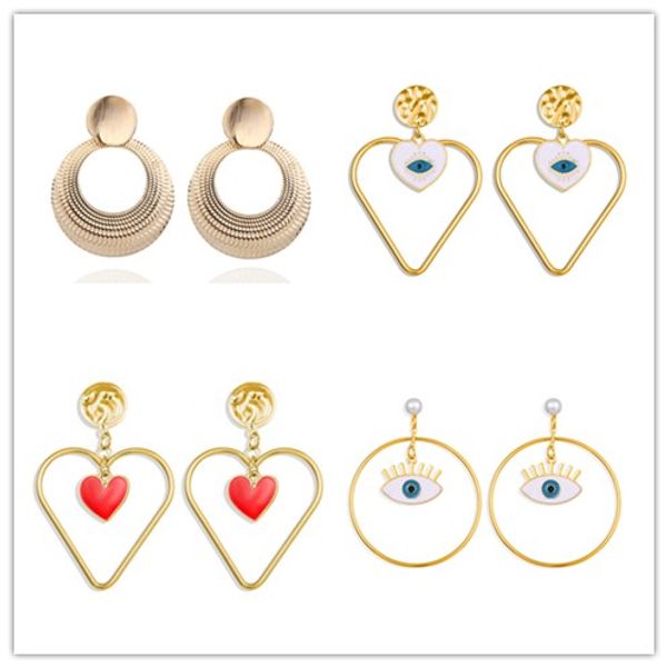 

new korean heart statement no hole earrings 2019 for women fashion vintage geometric clip earring jewelry, Silver