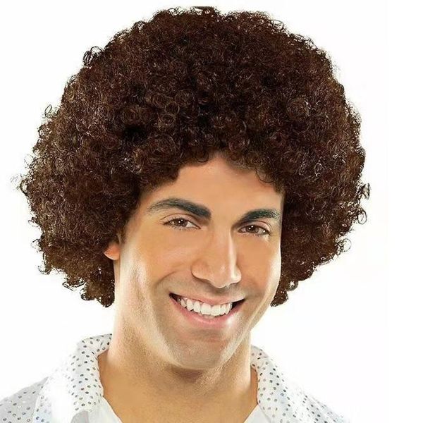 Short Afro Puffy Synthetic Hair Wig Natural Black Heat Resistant