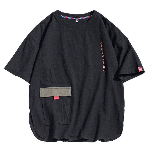 

2020 tooling short-sleeved man korean version big size loose tide brand five-sleeved tide flow all over handsome t-shirt man, White;black