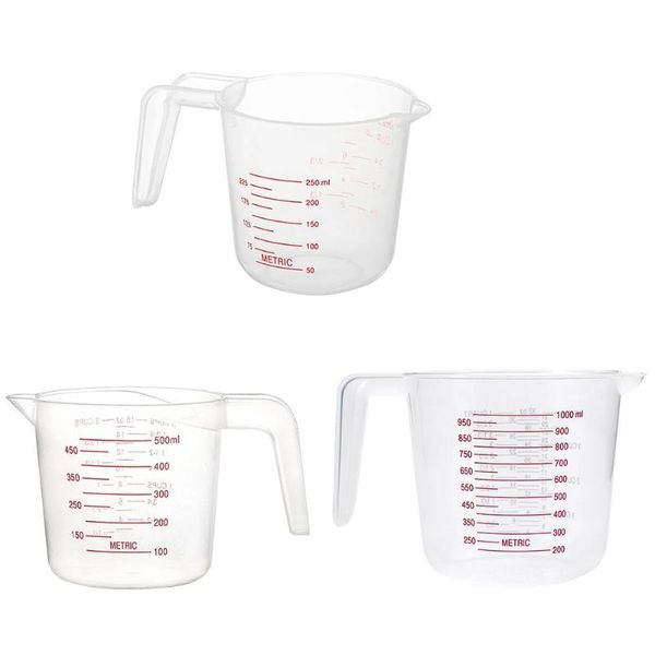 

plastic kitchen 250/500/1000ml 3 sizes baking use measuring cups jug pour spout surface container tool suppliesv