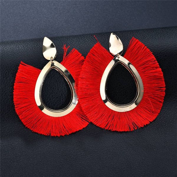 

new fashion gold plated bohemian big tassel drop earrings for women handmade fringe statement earring female wedding jewelry brincos, Silver