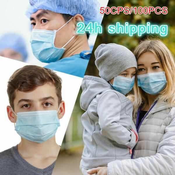 

50pcs/100pc disposable mask 3 layer non wove ply filter mouth protection masker face mask anti-dust meltblown bef99
