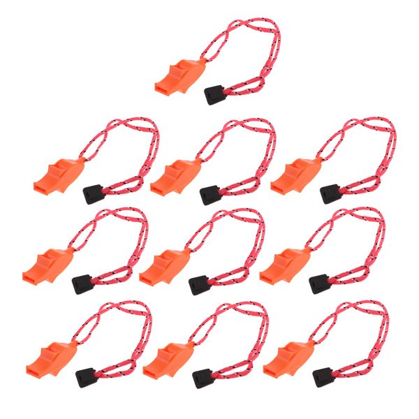 

outdoor high decibel camping emergency whistle with lanyard strap orange 12x
