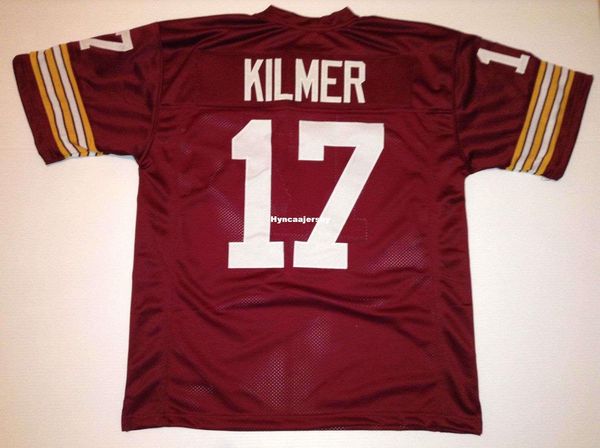 

retro custom sewn stitched y kilmer burgundy mitchell & ness jersey high-end men's football jerseys college ncaa, Black;red