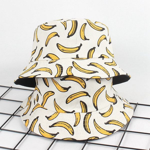 

summer outdoor bucket hat summer bucket cap banana print fishing fisherman hat casual fashion flat hats