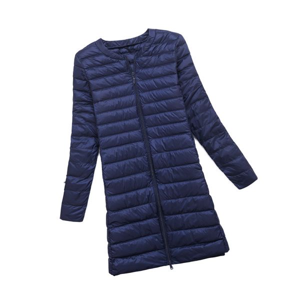 

winter new round neck down long coat women fashion commuter long jacket white duck down womens coats winter puffer jacket, Black