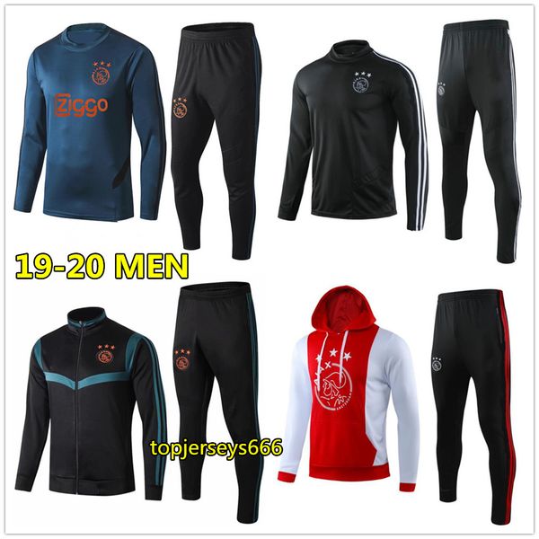 

19 20 men ajax soccer tracksuit jacket hoodie 2019 2020 ajax trainingspak tadic ziyech football training suit jogging survetement chandal, Black