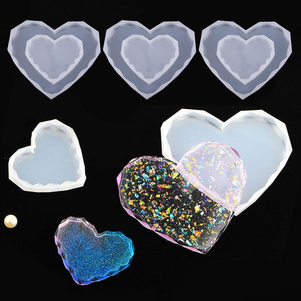 

6x heart coaster resin casting mold diy jewelry making mould tools