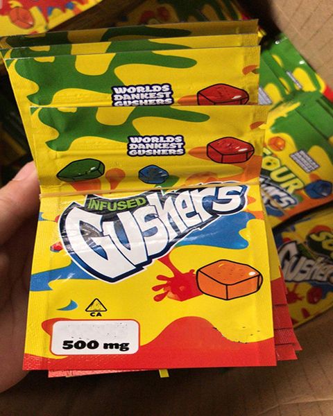 

Кислые Gushers экзотический Майларовый мешок настоянный Smellproof пылезащитный 500mg Medibles съестные припасы сумка на молнии для табака сухой травы цветок Розничная торговля