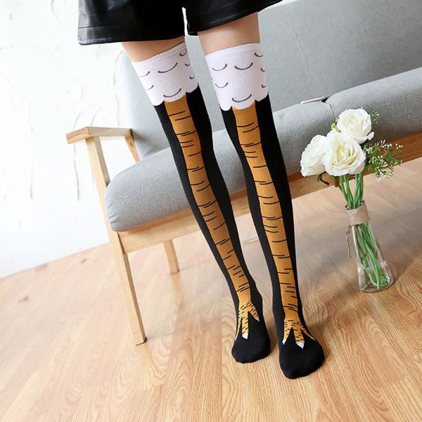 

winter autumn women's socks thigh high sock 3d cartoon ainimals cute thin toe feet ladies creative socks, Black